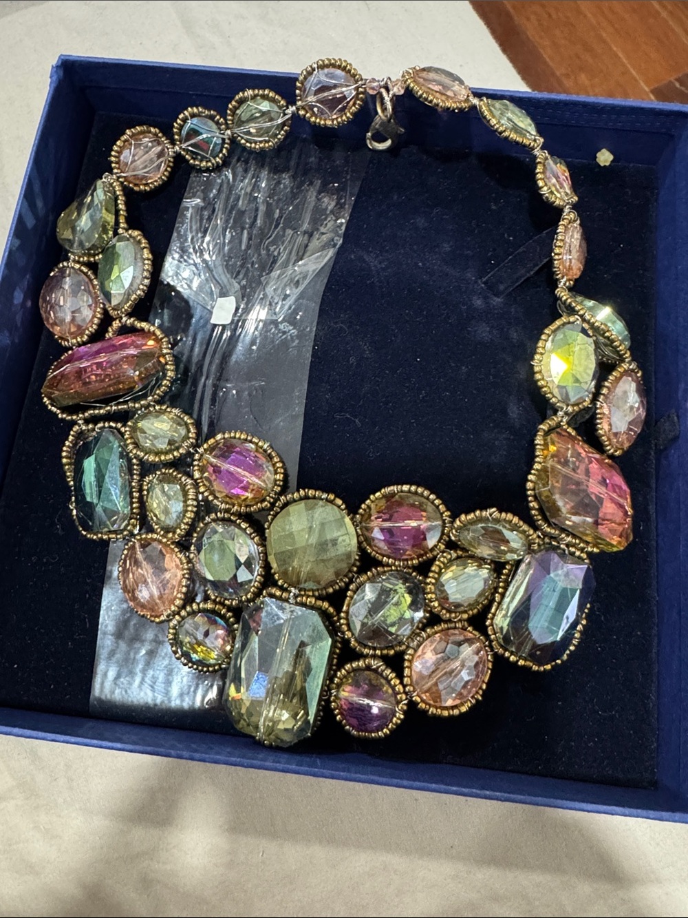 Multicolor Crystal Bib Statement Necklace - Women Jewelry. Brand new.